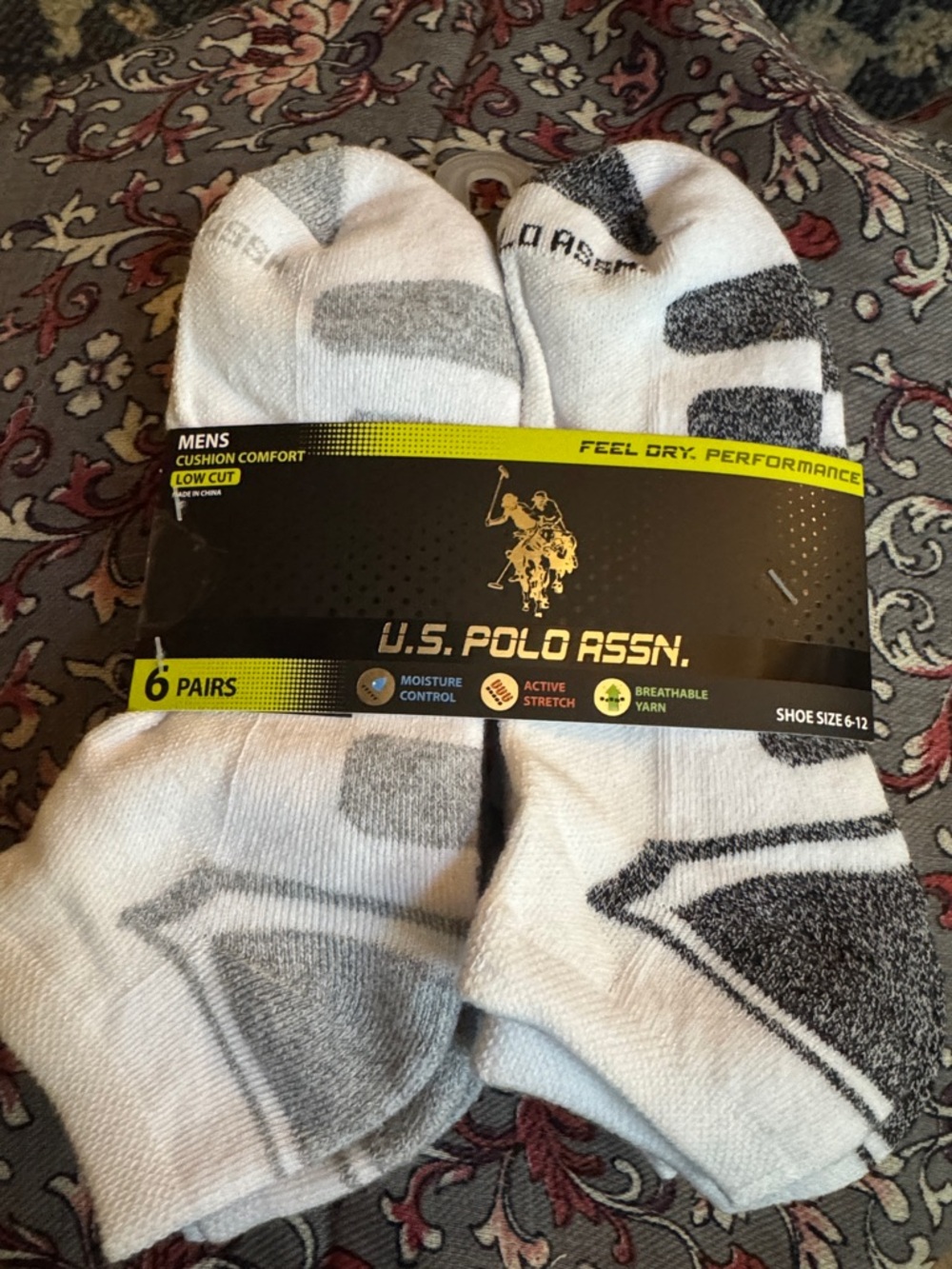 U.S. Polo Assn. White and Gray Low-Cut Performance Athletic Socks - 6 Pack - Picture 2 of 6